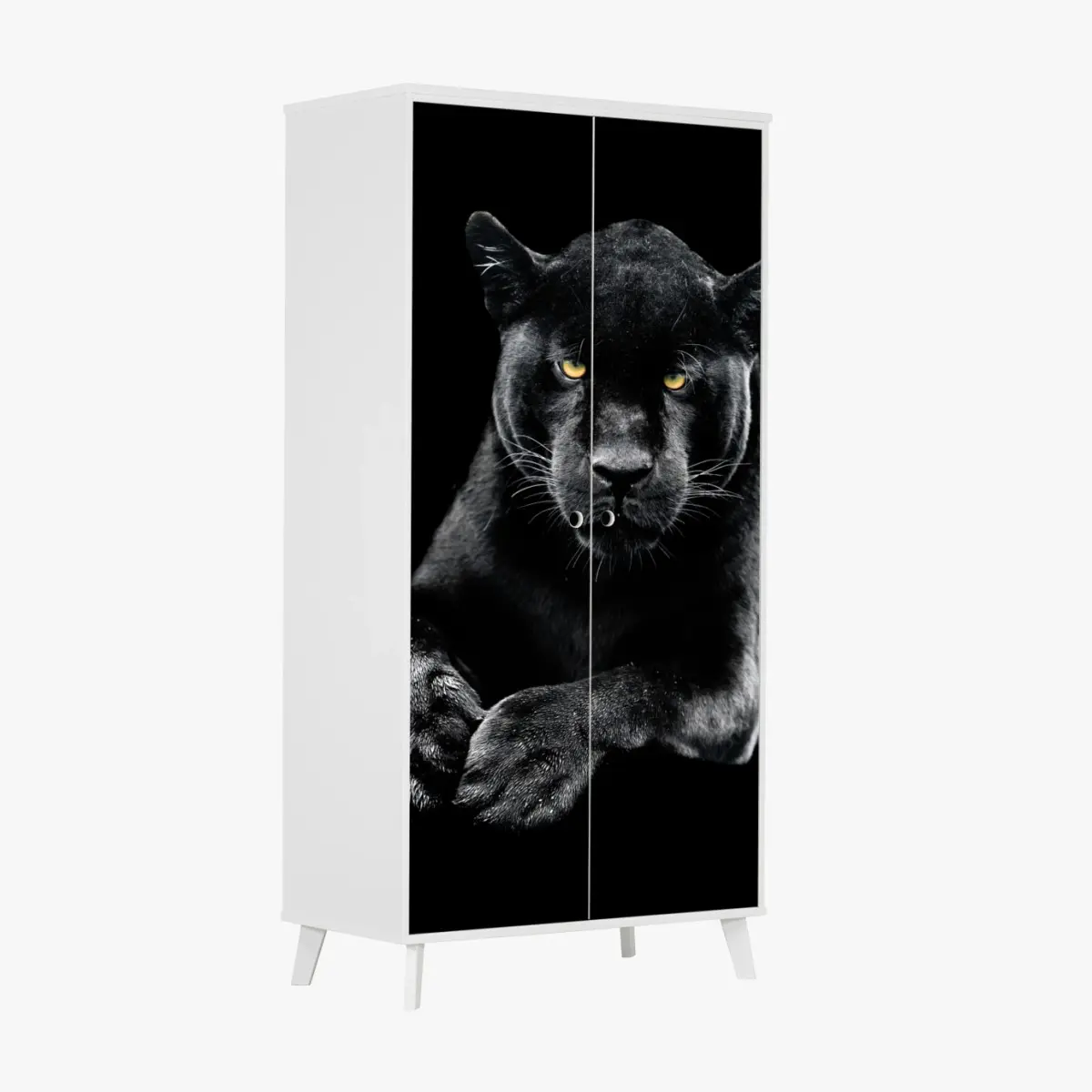 Schrankaufkleber porträt eines schwarzen panthers vor schwarzem hintergrund – Wallnifity®
