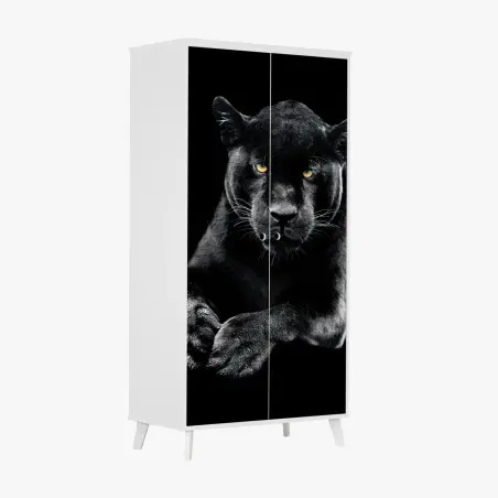 Schrankaufkleber porträt eines schwarzen panthers vor schwarzem hintergrund – Wallnifity®