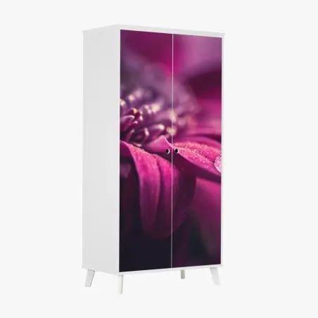 Schrankaufkleber lila makroblüte mit tautropfen – Wallnifity®