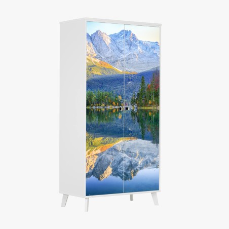 Schrankaufkleber herbstliche spiegelung am Eibsee bei Zugspitze – Wallnifity®