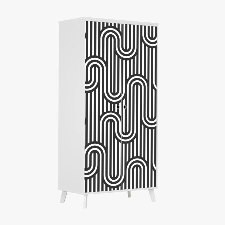 Schrankaufkleber schwarz-weiß geometrisches optisches muster – Wallnifity®