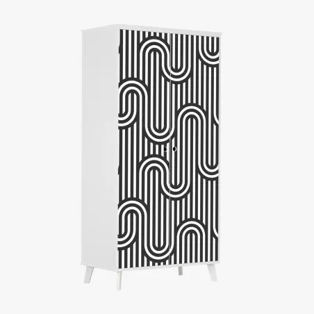 Schrankaufkleber schwarz-weiß geometrisches optisches muster – Wallnifity®