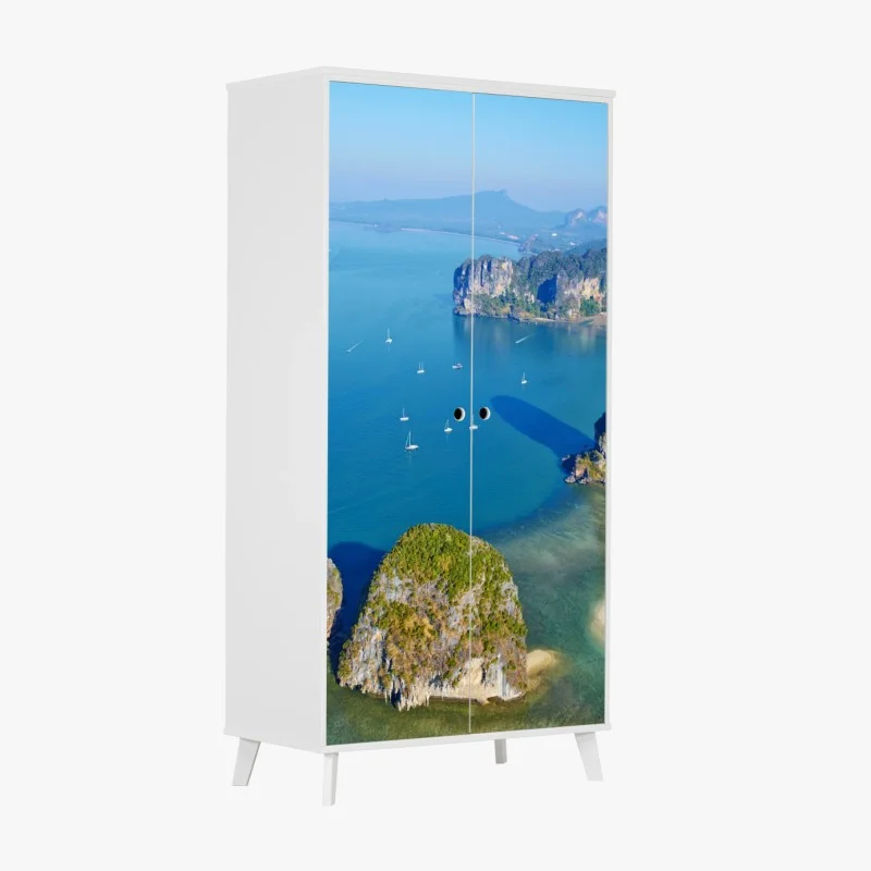 Schrankaufkleber türkise insel- und klippenlandschaft