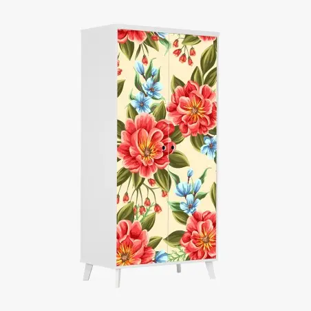 Schrankaufkleber lebhaftes aquarell blumenmuster – Wallnifity®