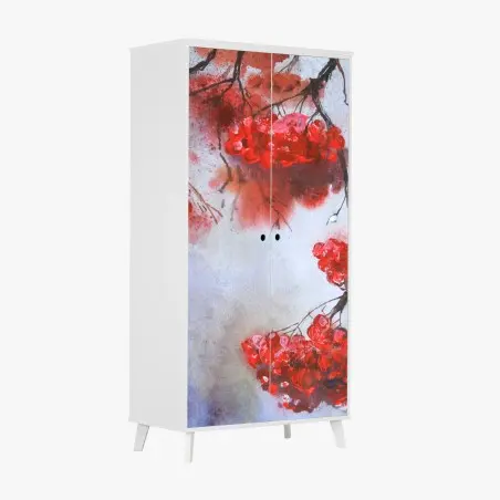 Schrankaufkleber aquarell rote beeren an zweigen – Wallnifity®