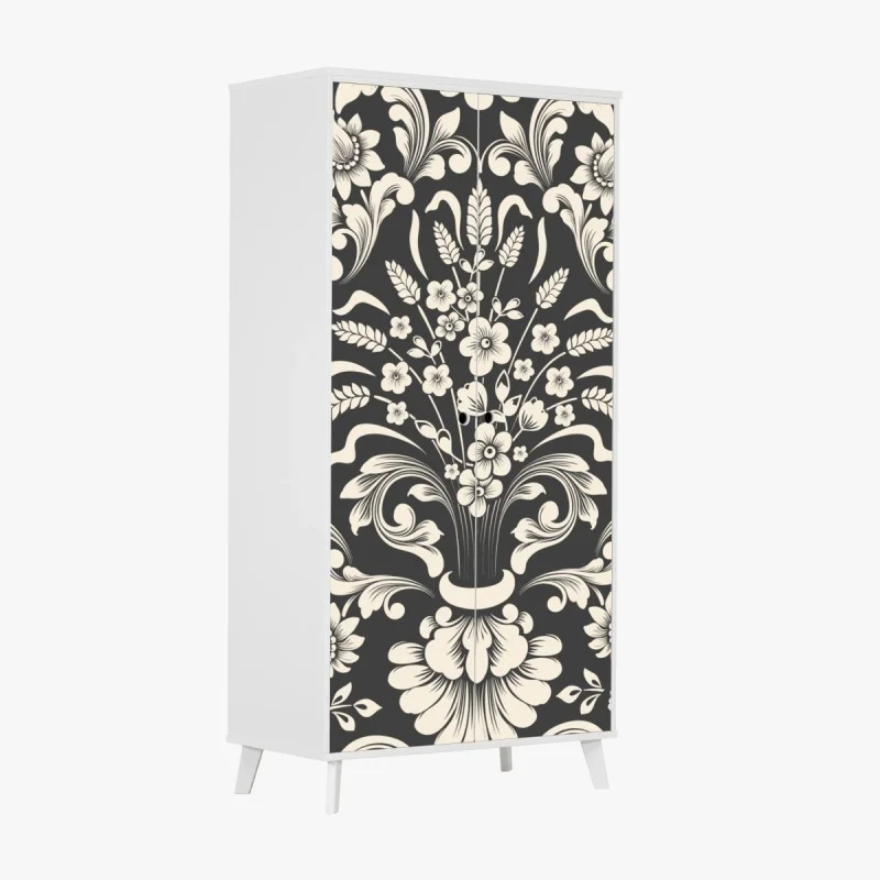 Schrankaufkleber vintage blumiges damastmuster