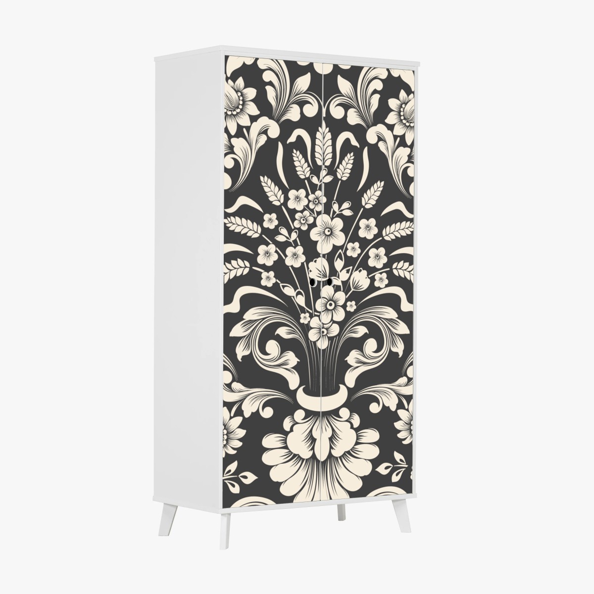 Schrankaufkleber vintage blumiges damastmuster – Wallnifity®