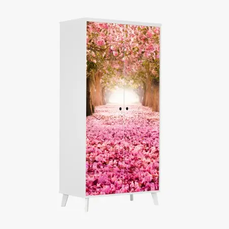 Schrankaufkleber rosa blütenallee unter kirschbäumen – Wallnifity®