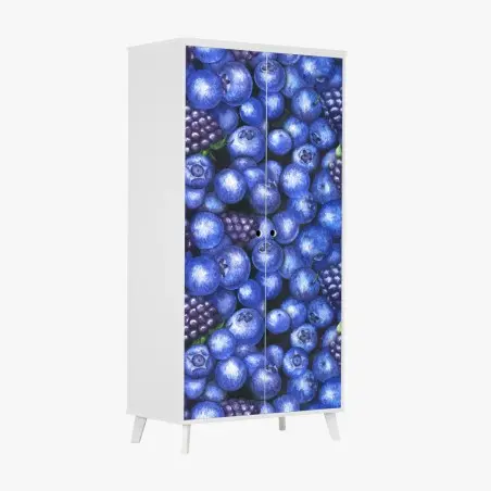 Schrankaufkleber aquarellmuster mit blaubeeren und brombeeren – Wallnifity®