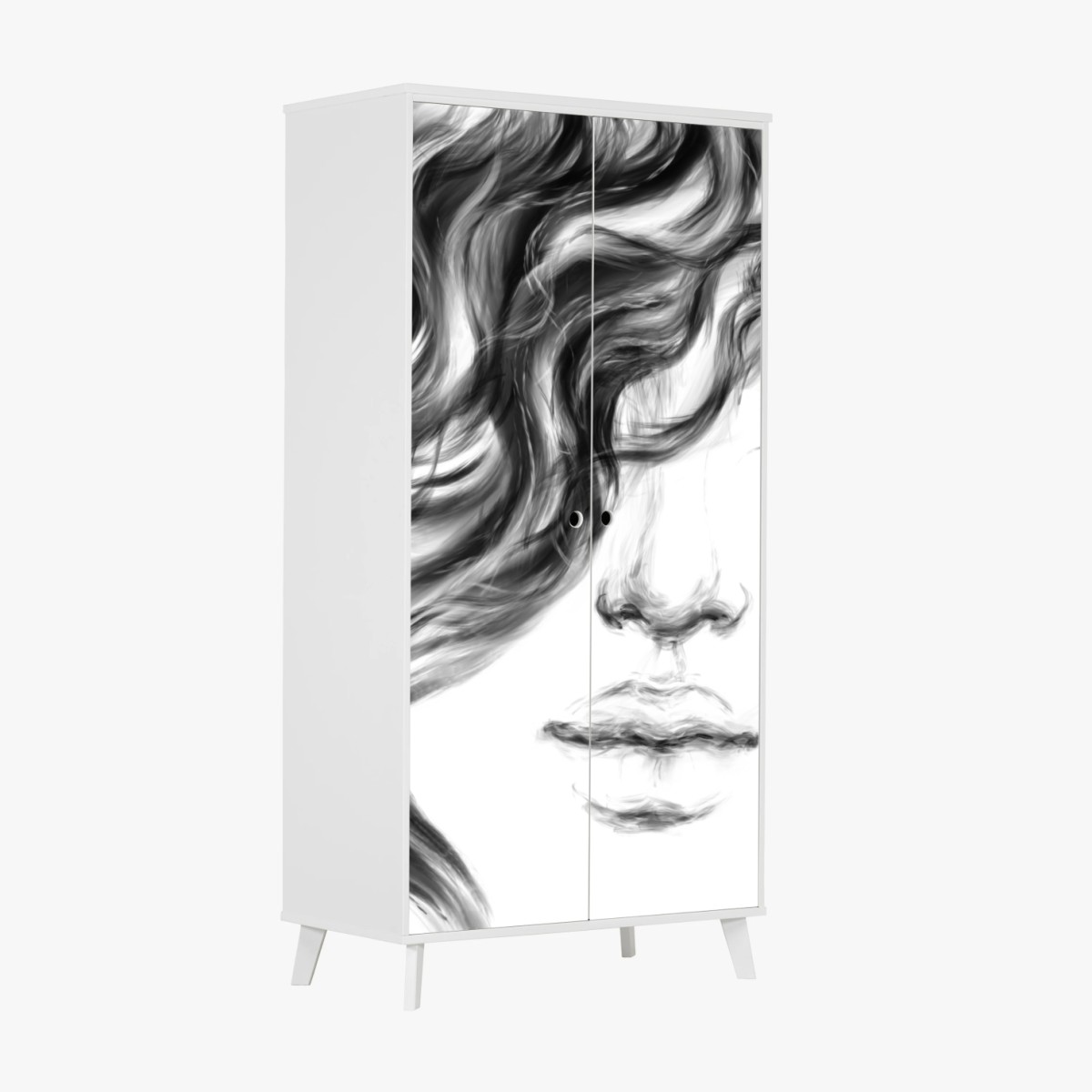 Schrankaufkleber ätherisches monochromes porträt – Wallnifity®