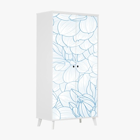 Schrankaufkleber zartes blaues blumenmuster – Wallnifity®