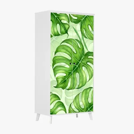 Schrankaufkleber aquarell monstera blättermuster – Wallnifity®