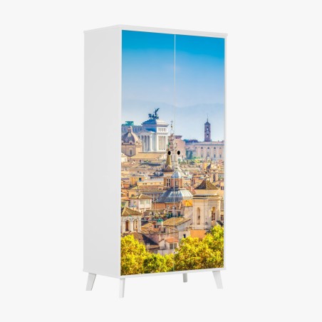 Schrankaufkleber sonnige skyline von Rom mit kuppeln – Wallnifity®