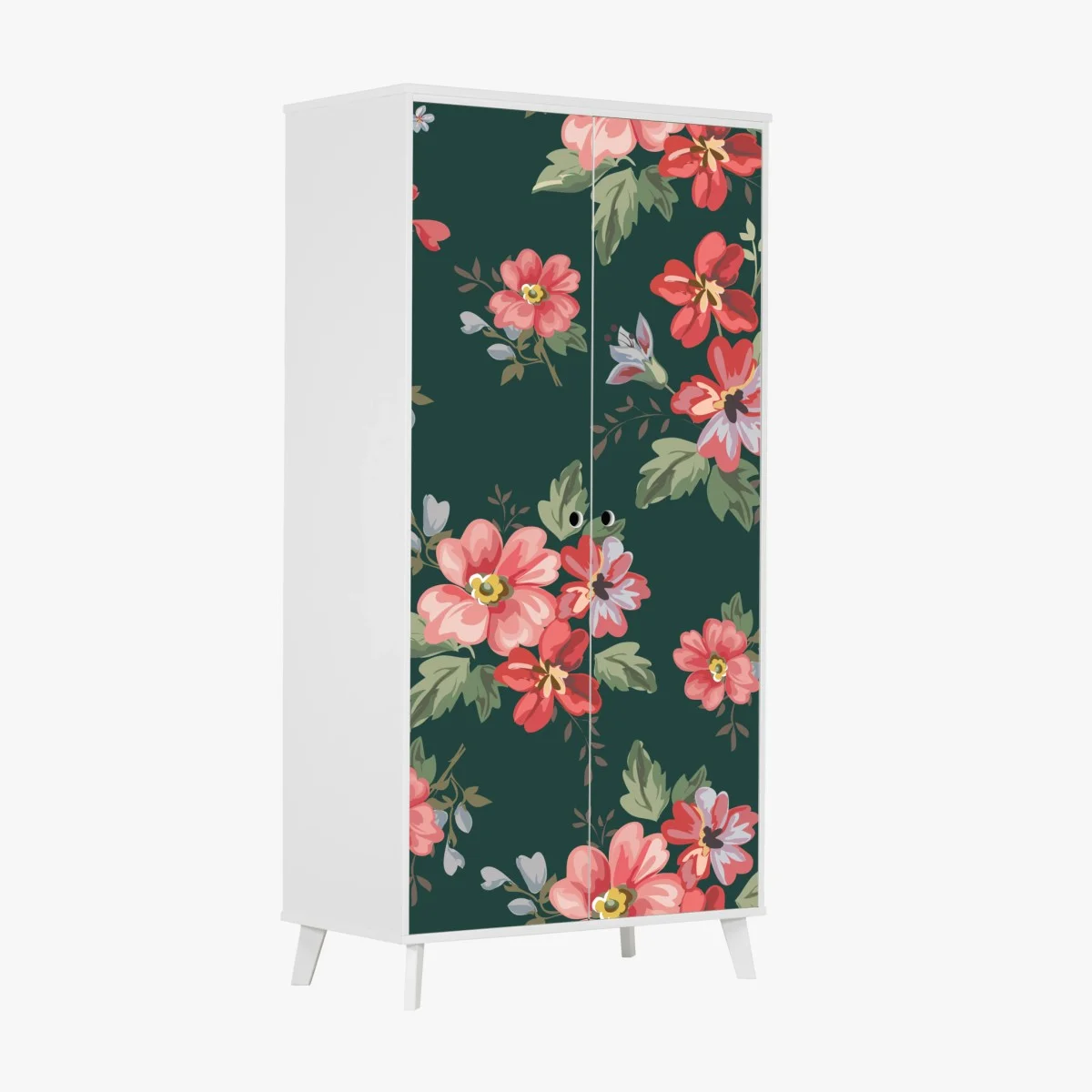 Schrankaufkleber vintage rosa blumenmuster auf tiefgrün – Wallnifity® Schrankaufkleber vintage rosa blumenmuster auf tiefgrün – Wallnifity®