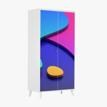 Schrankaufkleber lebhafte abstrakte 3d-kurven – Wallnifity®