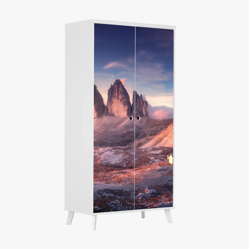 Schrankaufkleber sonnenaufgang über den gipfeln der Dolomiten