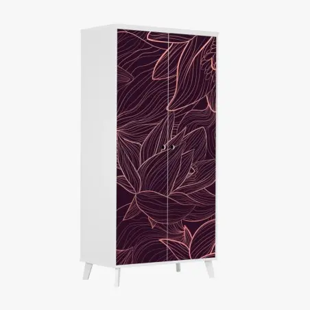 Schrankaufkleber elegantes rosa linienblumenmuster – Wallnifity®