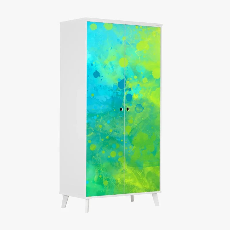 Schrankaufkleber lebhafte türkis und limetten aquarellspritzer