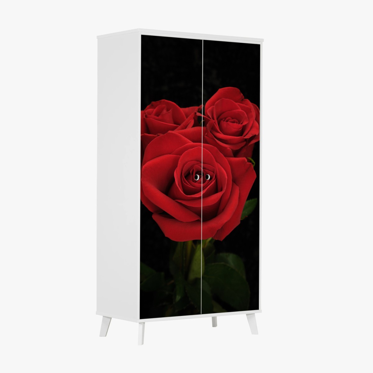 Schrankaufkleber rote rosen vor schwarzem hintergrund – Wallnifity®