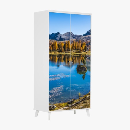 Schrankaufkleber herbstlicher alpensee mit bergreflexion – Wallnifity®