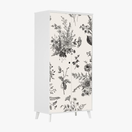 Schrankaufkleber klassisches schwarzweißes blumenmuster – Wallnifity®
