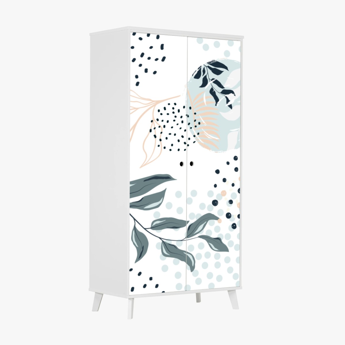 Schrankaufkleber pastellfarbenes botanisches abstraktes muster – Wallnifity®