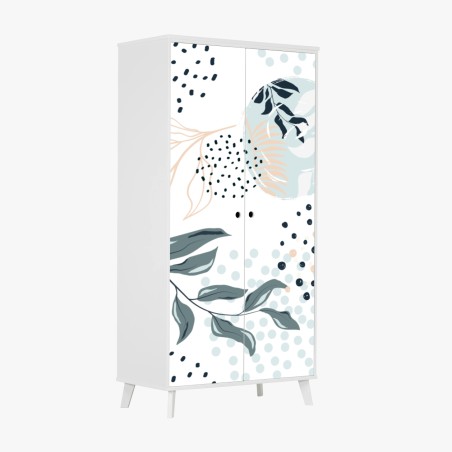 Schrankaufkleber pastellfarbenes botanisches abstraktes muster – Wallnifity®