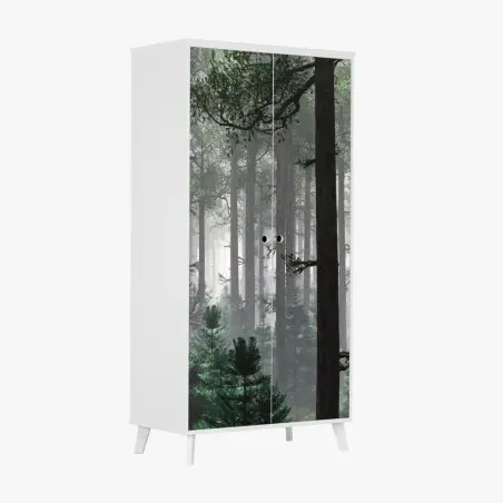 Schrankaufkleber nebliger immergrüner wald – Wallnifity®