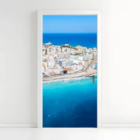 Türaufkleber luftpanorama der küste von Rhodos – Wallnifity®