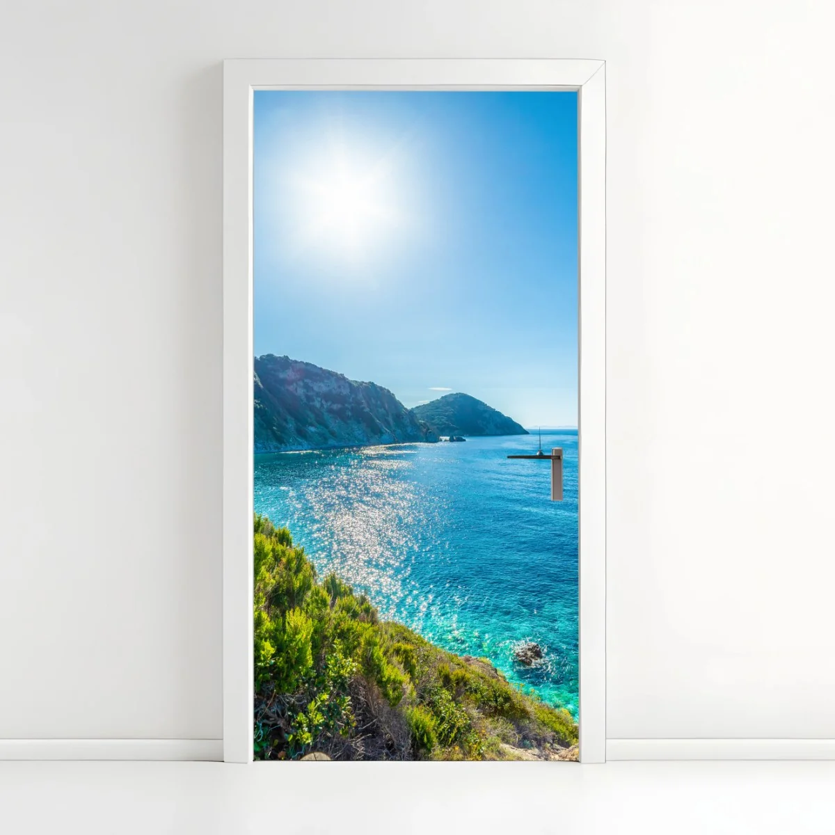 Türaufkleber sonnige panoramaansicht des strands Sansone, Elba – Wallnifity® Türaufkleber sonnige panoramaansicht des strands Sansone, Elba – Wallnifity®