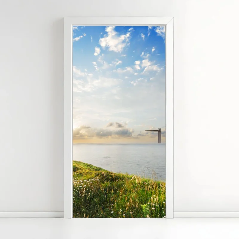 Türaufkleber sonniger küstenpfad zum meer