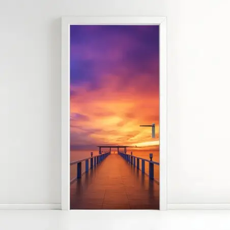 Türaufkleber sonnenuntergang am steg am strand – Wallnifity®