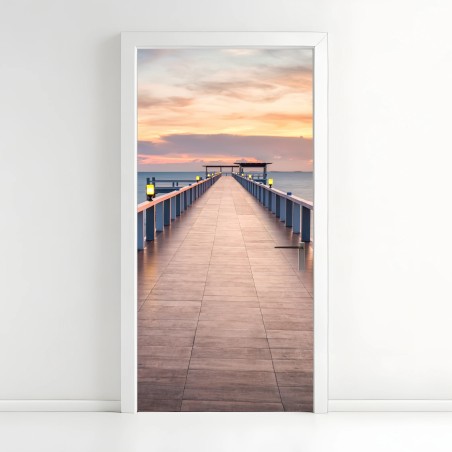 Türaufkleber seebrücke bei sonnenuntergang – Wallnifity®