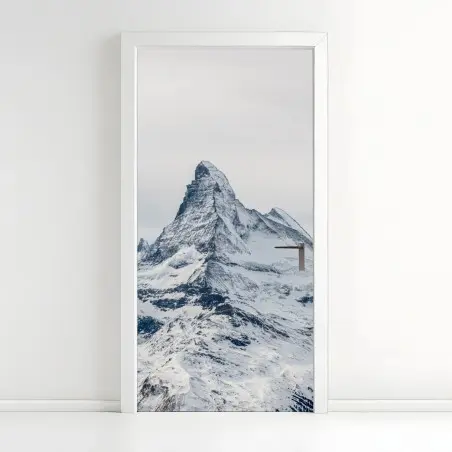 Türaufkleber majestätischer schneebedeckter berggipfel – Wallnifity®