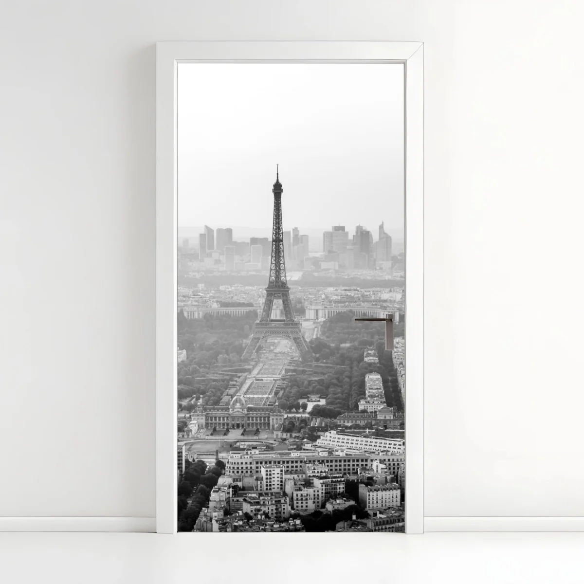 Türaufkleber elegante Eiffelturm luftaufnahme in graustufen – Wallnifity® Türaufkleber elegante Eiffelturm luftaufnahme in graustufen – Wallnifity®