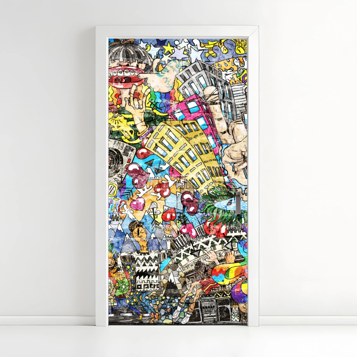 Türaufkleber farbenfrohes urbanes musikmural – Wallnifity®