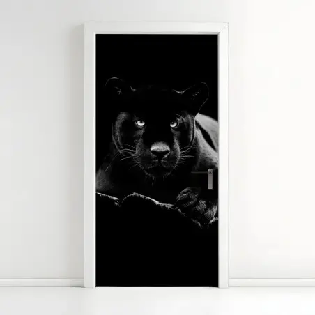Türaufkleber majestätisches porträt eines schwarzen panthers – Wallnifity®