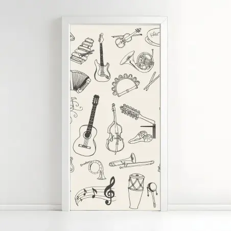 Türaufkleber handgezeichnete musikinstrumente collage – Wallnifity®