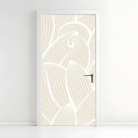 Türaufkleber zartes beige botanisches muster – Wallnifity®