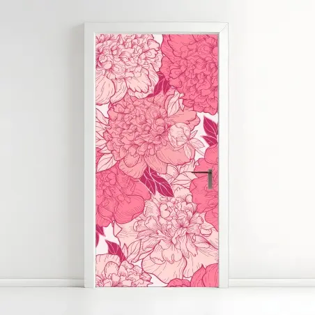 Türaufkleber rosa pfingstrosenmuster – Wallnifity®