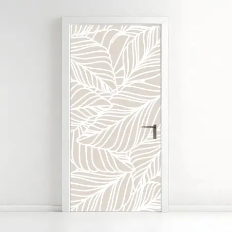 Türaufkleber beige botanisches blattmuster – Wallnifity®