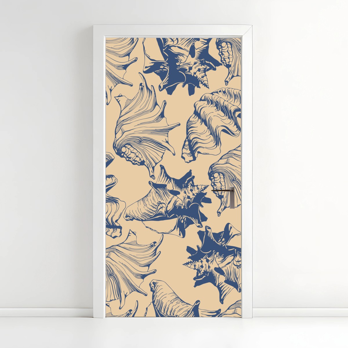 Türaufkleber muschelmuster in blau und beige – Wallnifity®