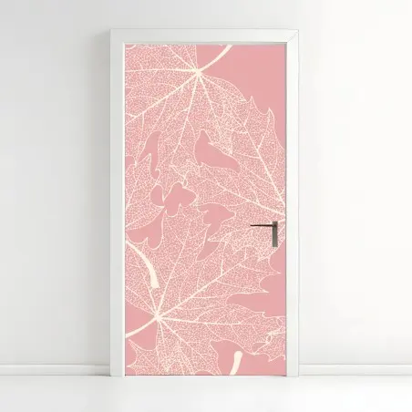 Türaufkleber zartes rosa blattmuster – Wallnifity®