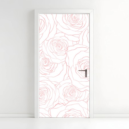 Türaufkleber zartes muster rosa rosen – Wallnifity®