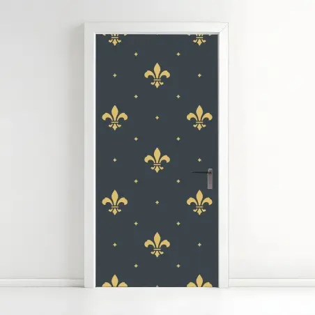 Türaufkleber goldenes lilienmuster auf dunklem hintergrund – Wallnifity®