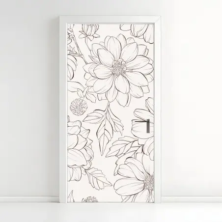 Türaufkleber zartes botanisches blumenmuster – Wallnifity®