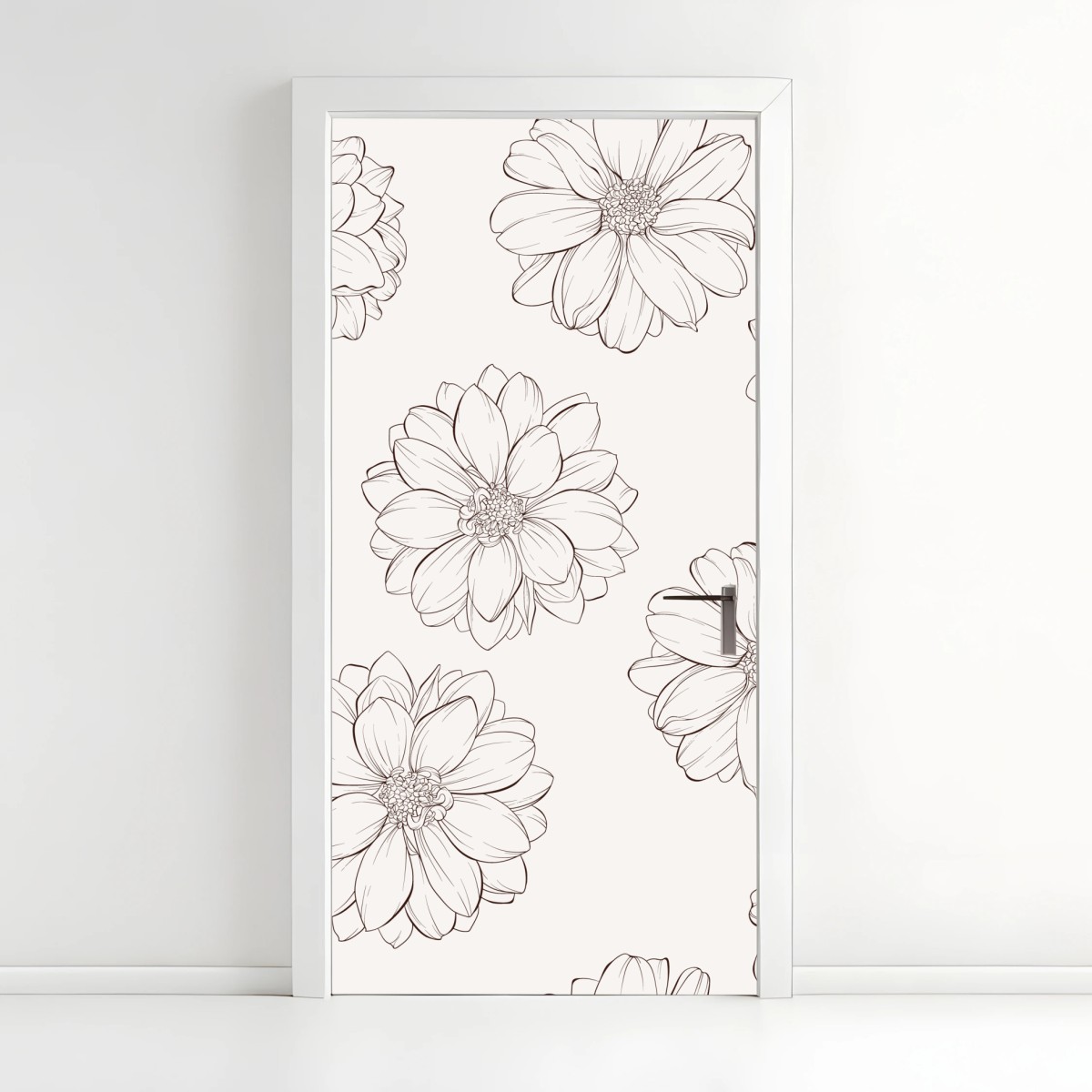 Türaufkleber zartes blumenmuster in beige – Wallnifity®