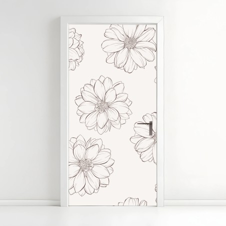 Türaufkleber zartes blumenmuster in beige – Wallnifity®
