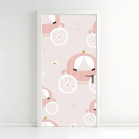 Türaufkleber rosa prinzessinnenkutsche muster – Wallnifity®