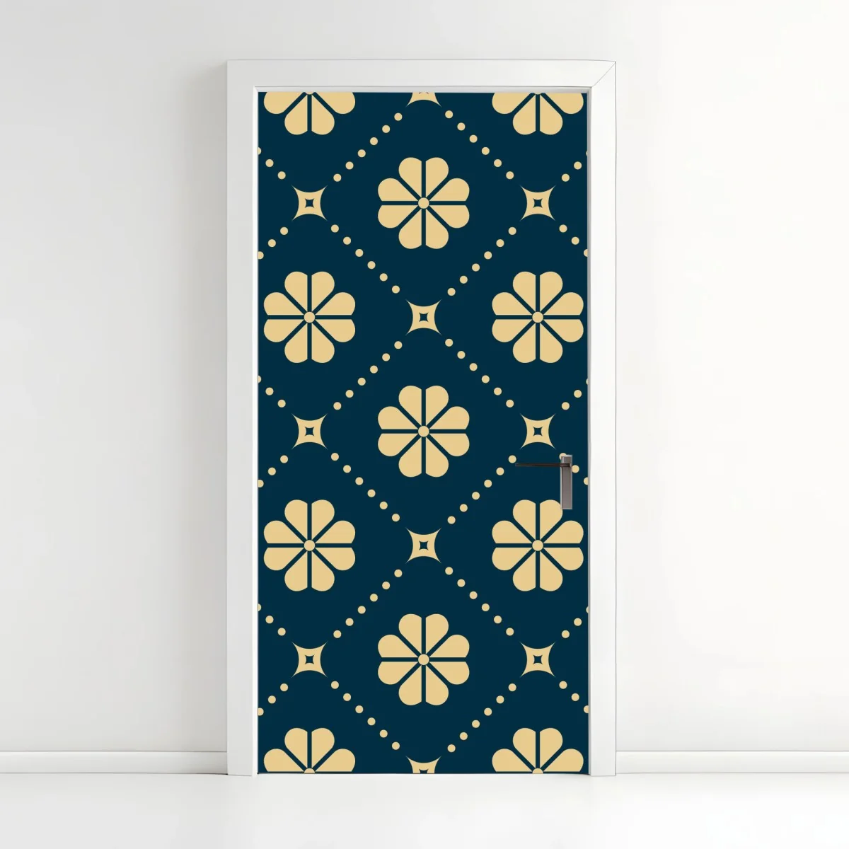 Türaufkleber türkis beiges blumen geometrisches muster – Wallnifity® Türaufkleber türkis beiges blumen geometrisches muster – Wallnifity®